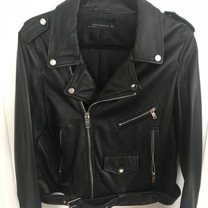 Real leather moto jacket